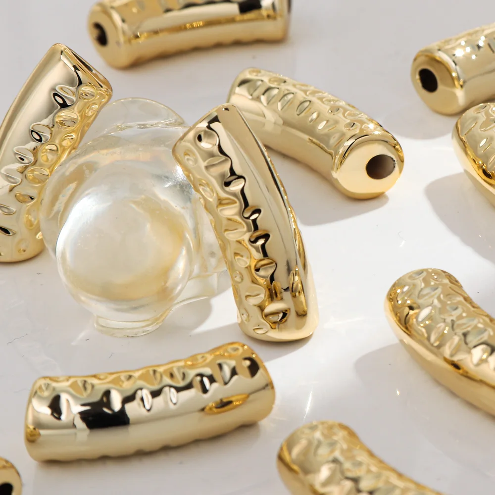 20pcs Gold Hammered Bamboo Tube Beads