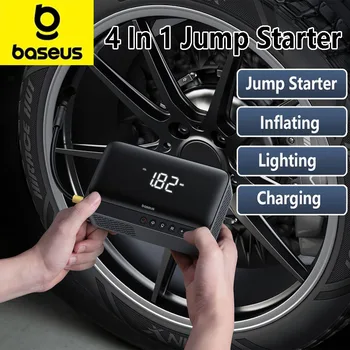 Baseus 4 in 1 avviamento per auto con illuminazione a LED 600A caricabatteria per auto portatile power bank pompa di gonfiaggio pneumatici compressore d'aria