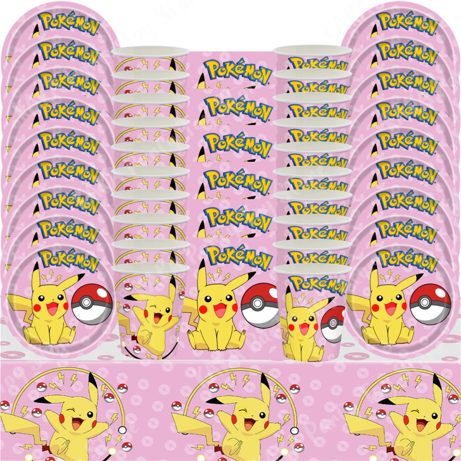 

Pokemon Birthday Decoration Pink Pikachu Cups Plates Napkins Tablecloth For 20 Guest Baby Shower Girl Favor Event Party Supplies