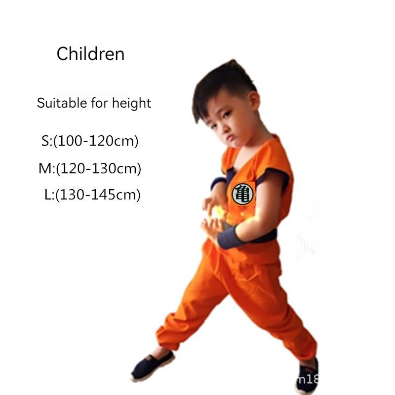 Costumes de cosplay Dragon Ball Son Goku pour enfants, vêtements imbibés,  haut, pantalon, ceinture, queue, manchette, ultraviolet, adulte, enfants,  Halloween, nouveau - AliExpress