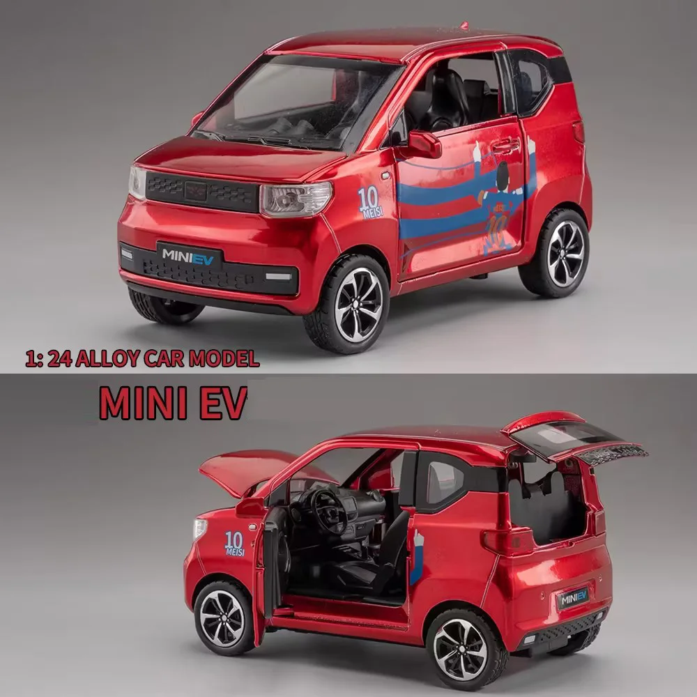Модель автомобиля WULING HONGGUANG, модель мини-электромобиля из сплава, игрушки, граффити, версия, резиновая деталь, музыкальный автомобиль, игрушка для мальчиков, подарок на день рождения, 1/24