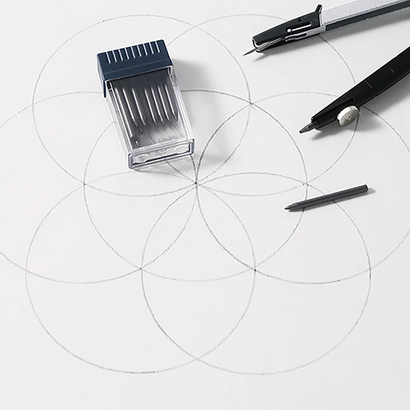 새로운 세일 1세트 미네 컴파스 포인터 샤프너 연필심 문구용 컴파스 코어 2mm 수동 사무용 휴대용 보관함