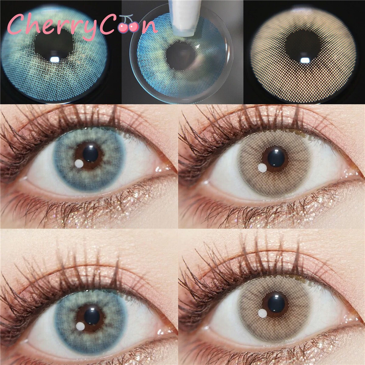 

Cosmetic Color Contact Lenses For eyes yearly makeup Halloween aurora blue big beauty pupil Myopia Prescription degrees