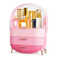 Portable Oval Cosmetics Organizer with Compartment Drawers Makeup Storage Box Vanity Dresser Clear Lid Easy Access Ideal Gifts 1