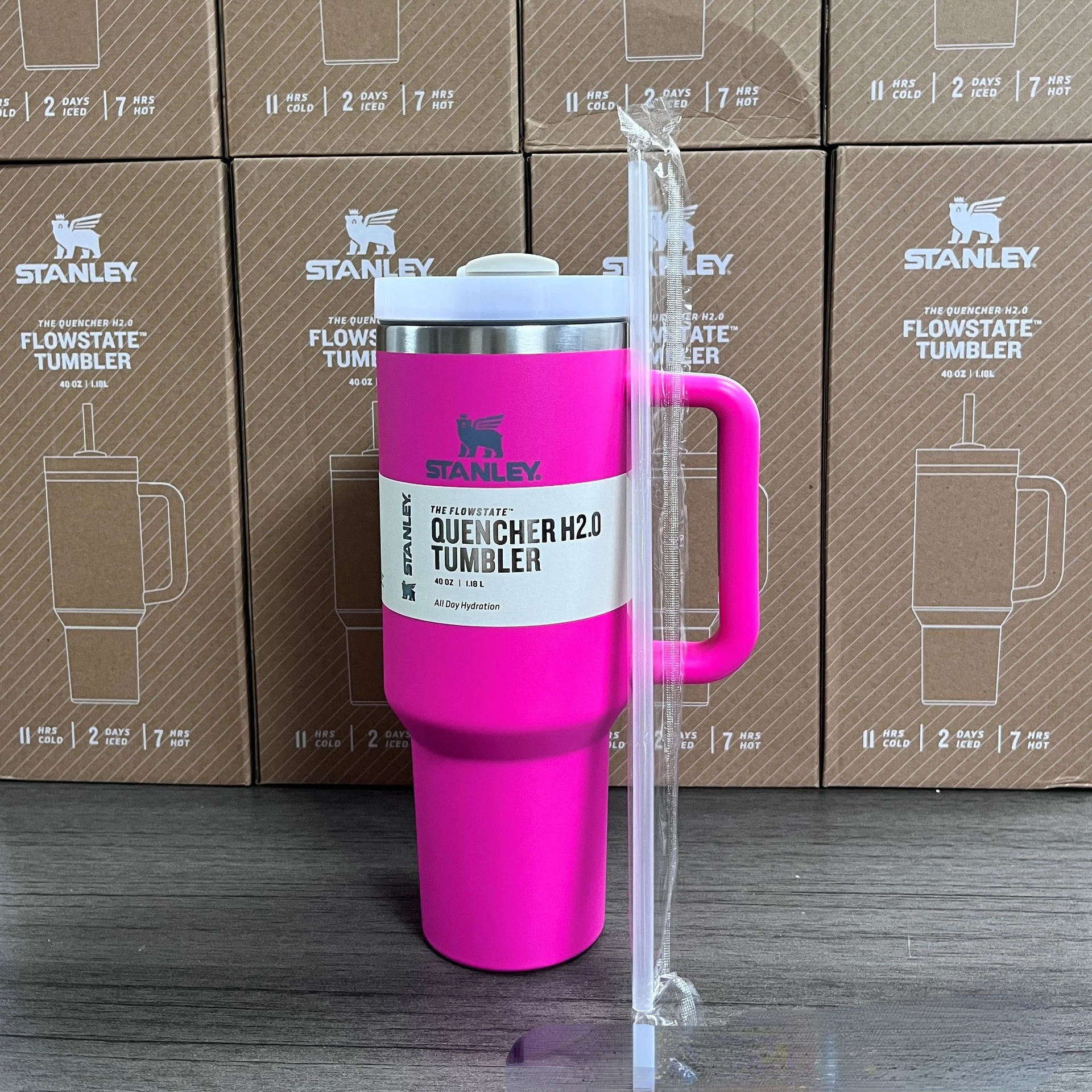 New Stanley Adventure Quencher Travel Tumbler Straw Cup 40 oz Pink
