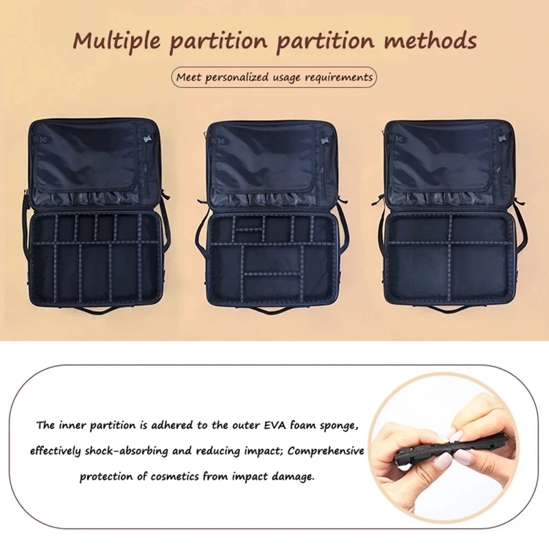 Professional Cosmetic Bag for Women Leather Cosmetic Bags Waterproof Oxford Large Capacity Travel Makeup Case for Makeup Artist 6