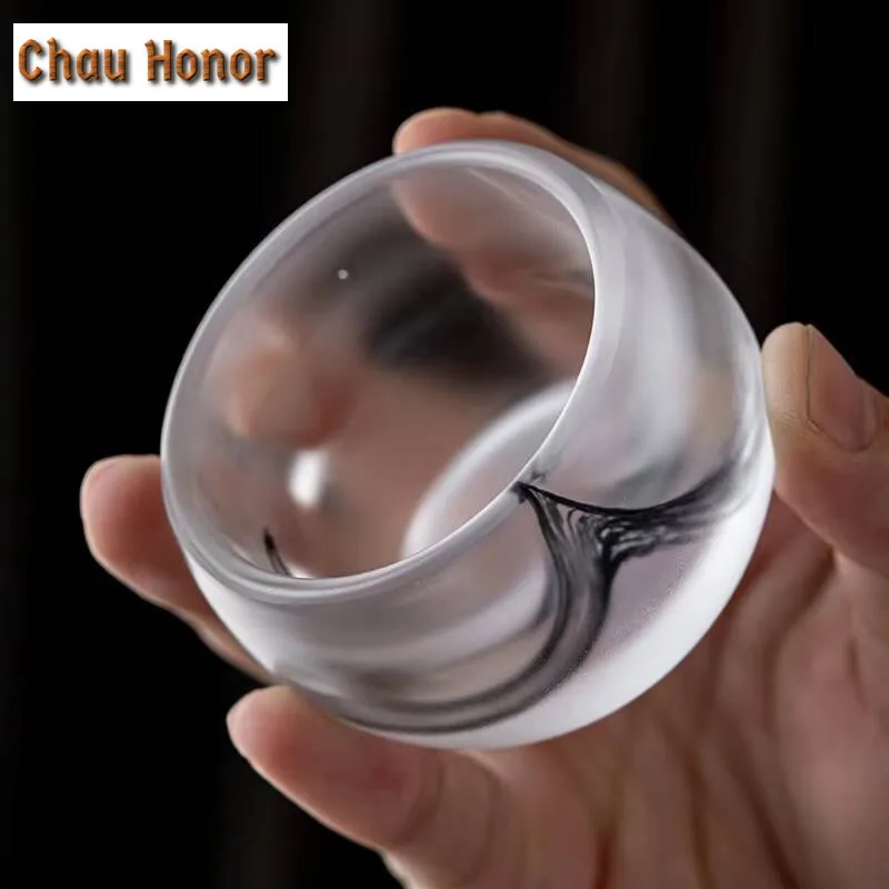 50ml Japanese Ink Wind Glazed Tea Cup Tea Set Glass Jade Porcelain Tea Cup Kung Fu Teaset Tea Ceremony Drinkware Customized Gift