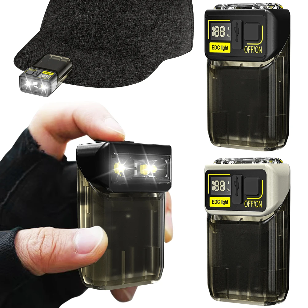 LED+COB Mini Keychain Flashlight 380LM Portable Mini Torch 6 Light Modes Bright Torch 180° Rotatable 1200mAh for Hiking Camping
