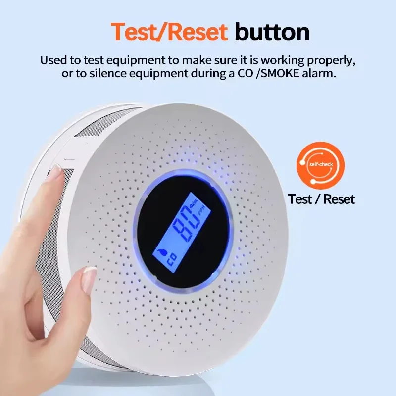 Hot Sell Smart 2 in 1 LED High Sensitive Digital Gas Smoke Alarm Co Carbon Monoxide Detector Voice Warn Home Security Protection