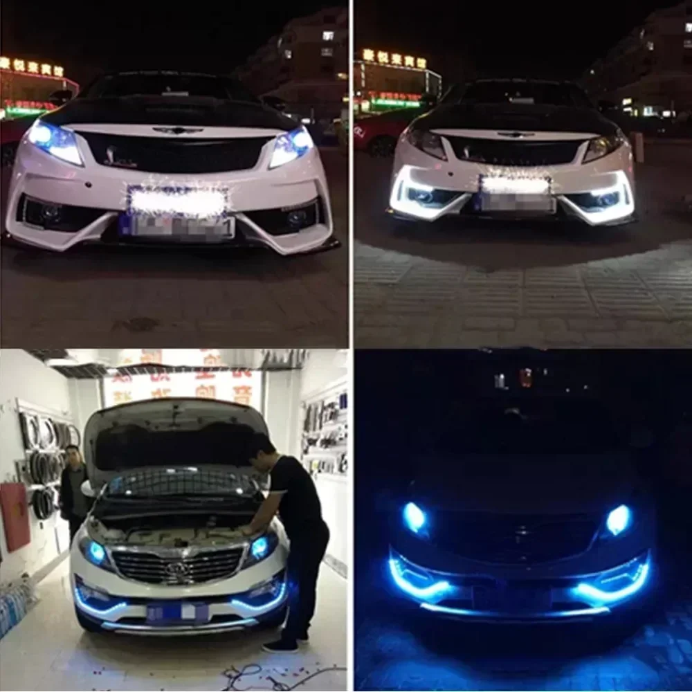 2Pcs Universal Car Led DRL Daytime Running Light Flexible 6SMD White Ice Blue Waterproof Driving Fog Bulb Styling DC 12V Tools