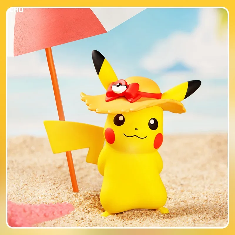 

Pokemon Pikachu Summer Beach Style Canned Pokémon Animation Figure Doll Model Birthday Christmas Gifts for Children