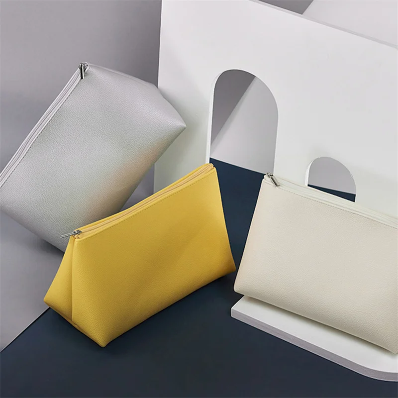 

Модная однотонная дорожная косметичка из искусственной кожи для женщин, Классическая Водонепроницаемая Многофункциональная портативная Сумочка для путешествий