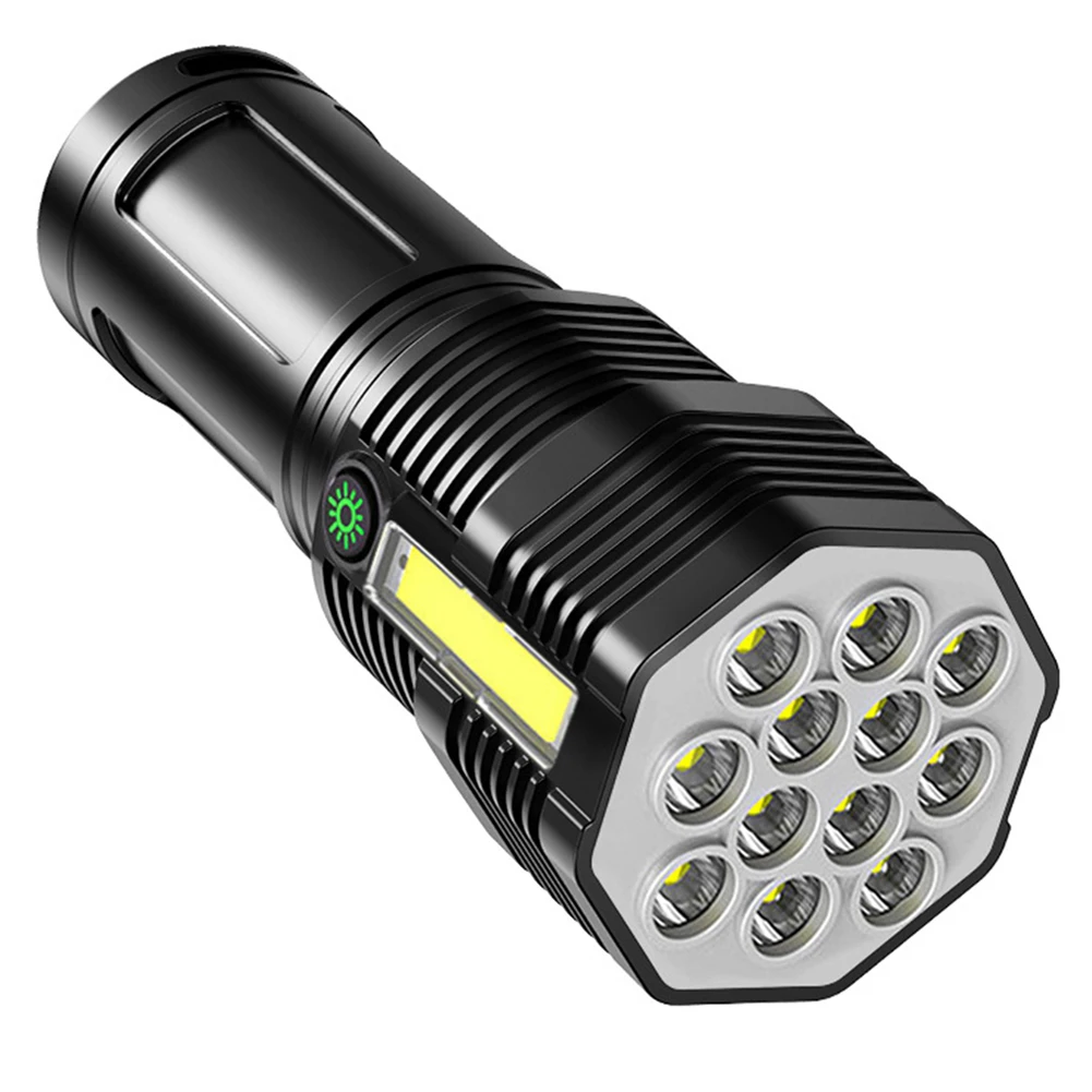 마이크로 USB 충전 LED 및 COB 캠핑 낚시 손전등, 야외 조명, IPX4 방수 강력한 램프 랜턴, 4 기어 500lm 1200mAh