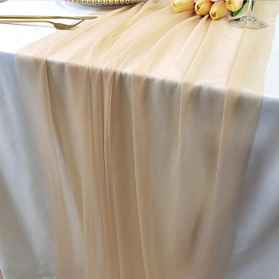 Chiffon Table Runner Vertical Tablecloth for Table Decorations Shiny Fabric Merry Christmas Decorations 2026 Wedding Decoration