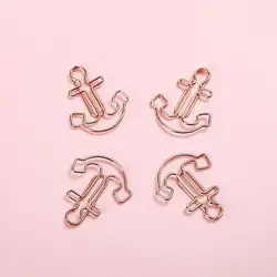 Golden Ship Anchor Rose Gold Paper Clips - Creative Metal Bookmark and Office Desk Accessory (Rose gold)