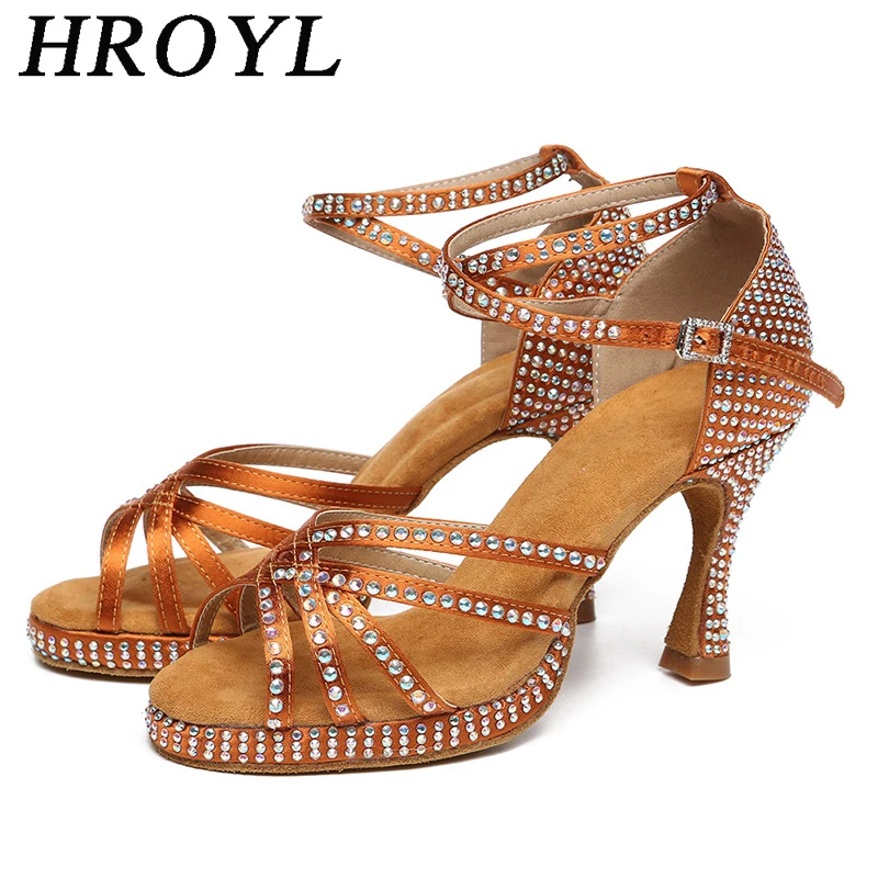 HROYL femmes chaussures de danse latine talons hauts élégants avec
