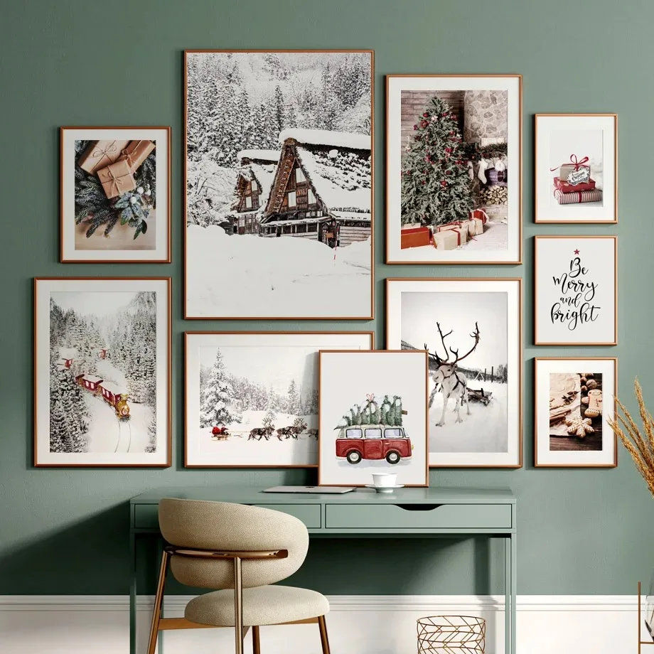 

1 шт. декоративные картины для гостиной Лось домашний декор для спальни интерьерные картины Снежная сцена настенная Картина на холсте подарочная коробка