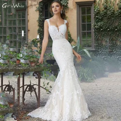 Sexy Tank Sleeve Mermaid Wedding Dress Sweetheart Court Train Bride Dresses Open Back Bridal Gowns Bride Robes Vestidos De Novia