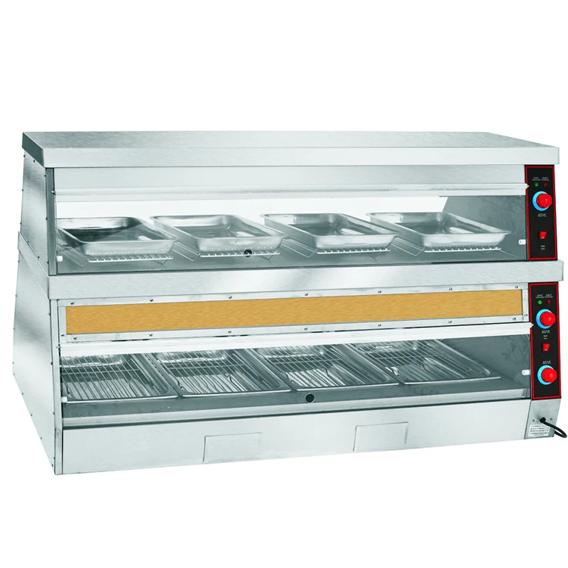 Double Layer Food Warmer Sliding Door Commercial et Food Warmer Stainless Steel Warming Showcase for Sale