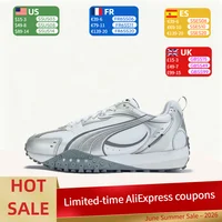 Puma Blktop Rider : Chaussures décontractées basses classiques, polyvalentes, de style rétro et ajustées pour hommes et femmes – Argent 406318-02 1