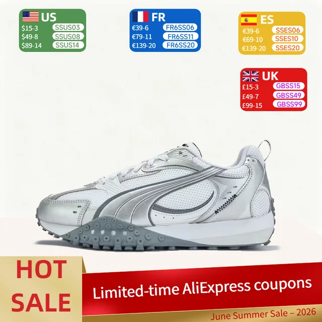 Puma Blktop Rider : Chaussures décontractées basses classiques, polyvalentes, de style rétro et ajustées pour hommes et femmes – Argent 406318-02 1