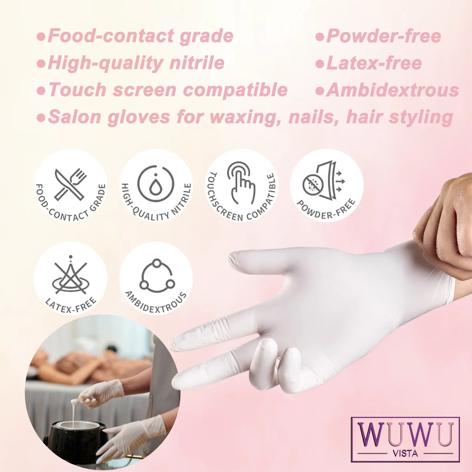 WUWUVISTA 30pair Individually Packaged Disposable Nitrile Gloves New Food Grade TPE Latex Gloves Non-Slip Gloves Wax Accessories 2