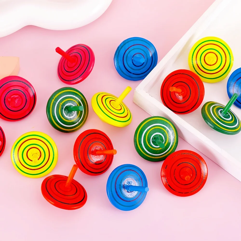 12-36Pcs Fun Wooden Spinning Tops for Children’s Party Gifts, Birthday Carnival Gift Souvenirs, Back-to-school Classroom Rewards - 5