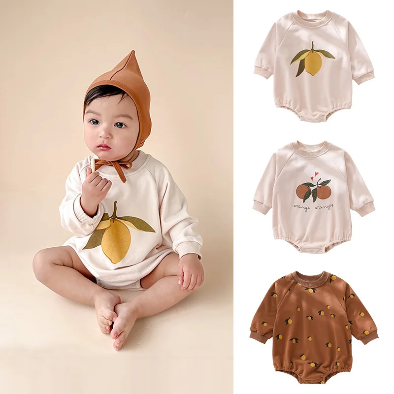 

0-12 Months Baby Bodysuit Loose Long Sleeve Romper Spring Autumn Newborn Clothes Boy Girl Cotton Onesie Button Closure
