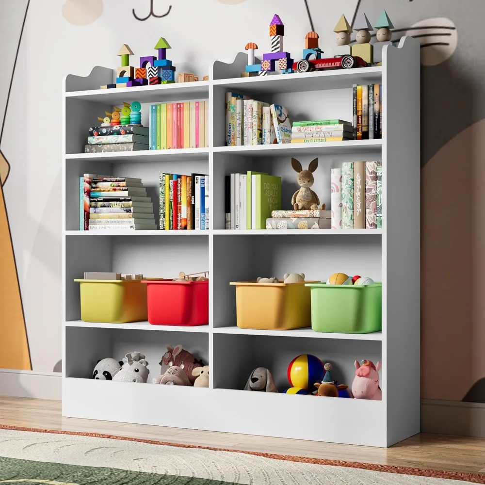 Bookshelf, Cube Toy Storage Organizer, Toddler Bookcase Storage Cabinet for Playroom, Bedroom, Kids Room, Living Room, Nursery 4