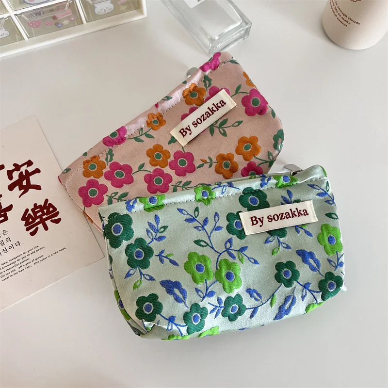 Französisch Geprägte Blumen Reise Kosmetische Lagerung Tasche Brieftasche Nette Frauen Make-Up Kits Handtaschen Telefon Bleistift Fall Organizer Tasche – Detail 24
