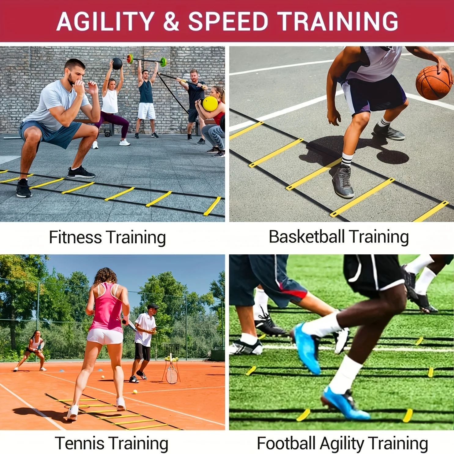 Agility Ladder For Speed Training Improve Footwork, Coordination, And Quickness 8, 12, Or 20 Rungs - Includes Carry Bag_voghion.com