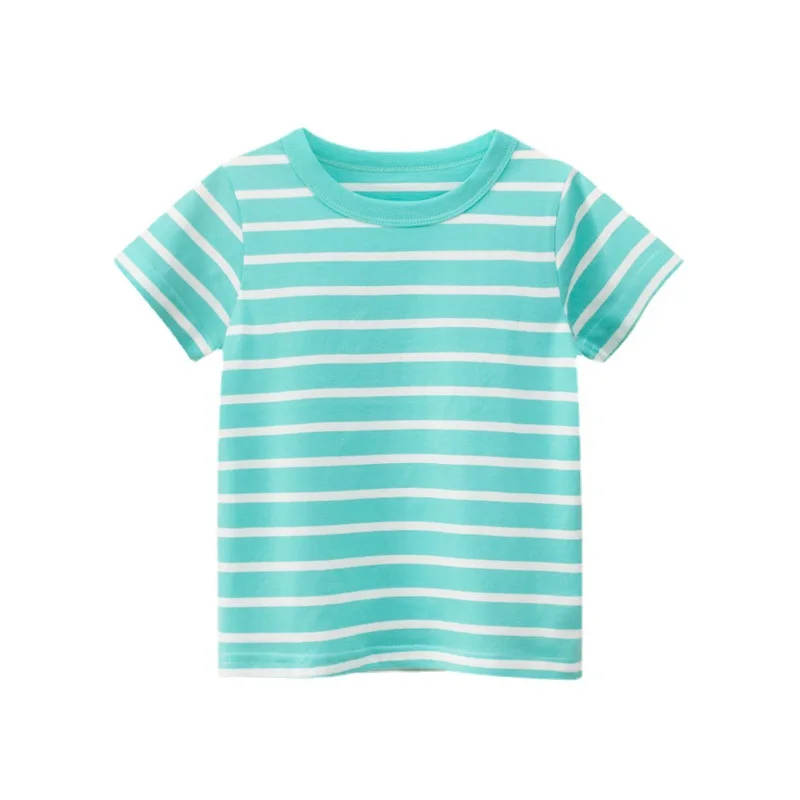 

DE PEACH Summer Cotton Baby Kids Striped Tshirt For Boys Girls Short Sleeve O-Neck Casual T-Shirt Toddler Children Tops Clothes