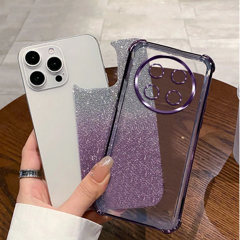 Gradient Glitter Butterfly Holder Shockproof Soft Back Cover