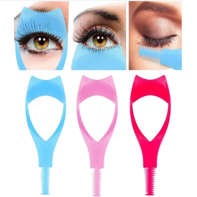 3pcs Mascara Shield Applicator 3 In 1 Upper Lower Mascara Applicator Plastic Eyelash Eyeliner Protector Eye Cosmetic Tools