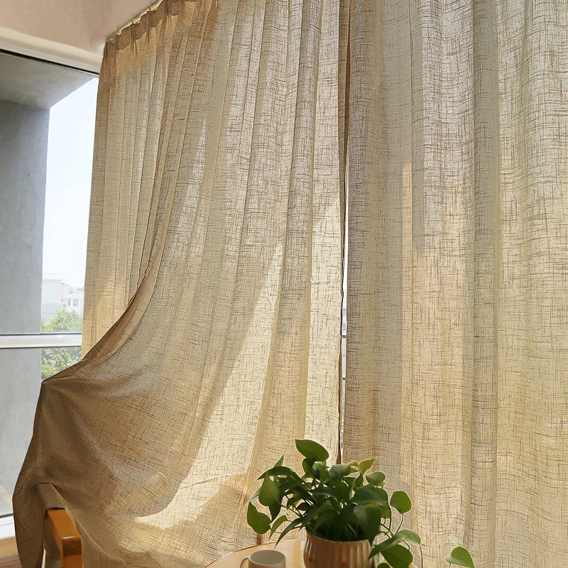 

Premium Cotton Linen Semi-blackout Curtains for Living Room Natural Hemp Window Treatments Sheer Cortinas Tulle Flax Fabrics