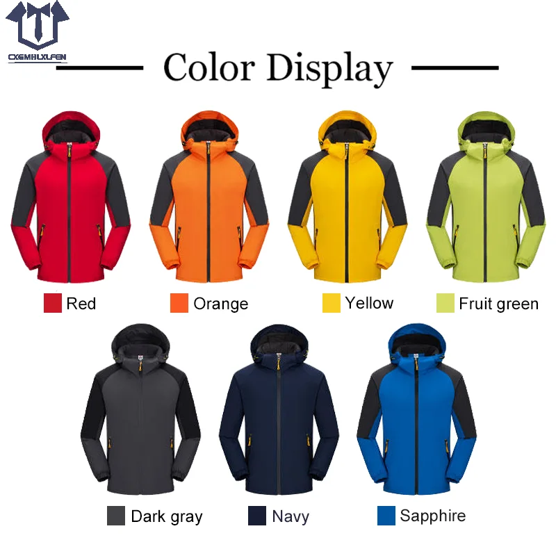2022 New Outdoor Mountaineering Sports Thick Jacket  Men's Fashion Patchwork Waterproof Fabric Zipper Pocket Hat 4