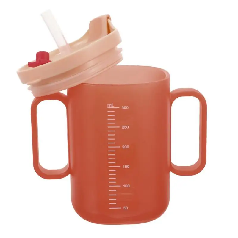 300ml Elderly Care Cup PP Water Cup With Handles Mugs With Straw Unspillable Cup Anti-choking Recovery Feeding Cup Drinking Cup