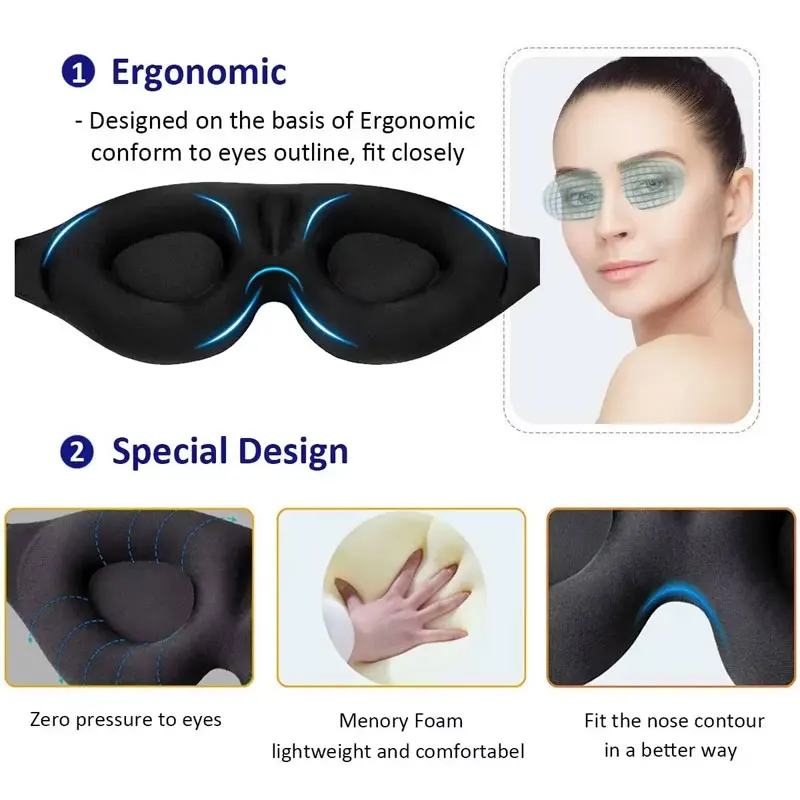 Ultra-Soft 3D Sleep Eye Mask - Light Blocking