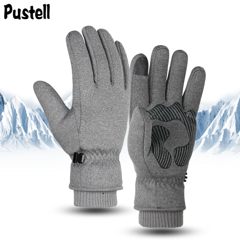 Men's Ski Gloves Windproof Waterproof Non-Slip Plus Velvet Warm Snowboarding Snowmobile Motorcycle Riding Mittens Winter Gloves