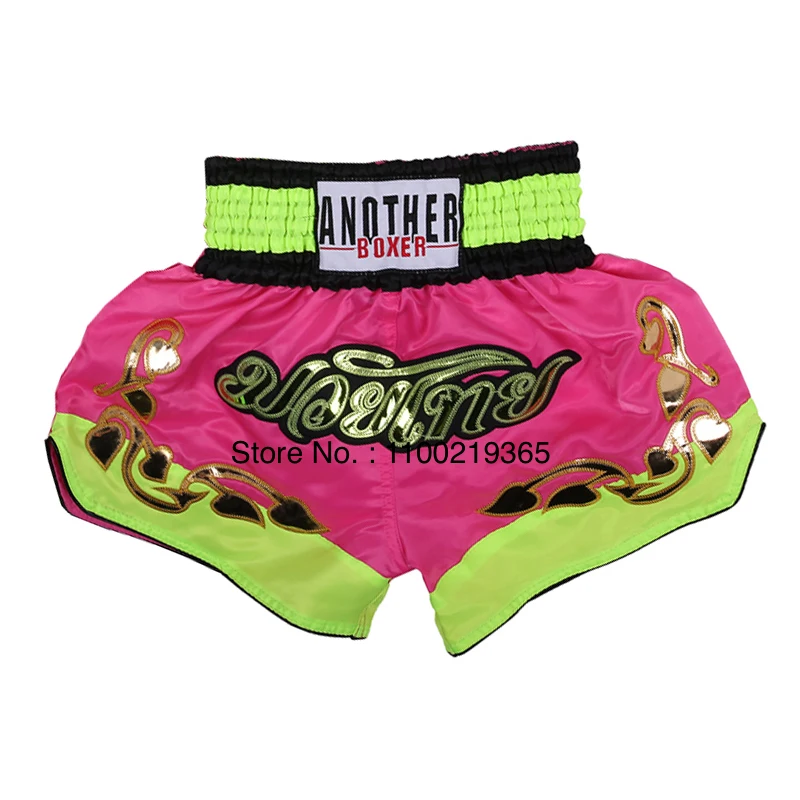Muay Thai Shorts New Embroidery Kick Boxing Shorts Womens Men Child Gym Martial Arts Grappling Kickboxing Cage Fighting Shorts