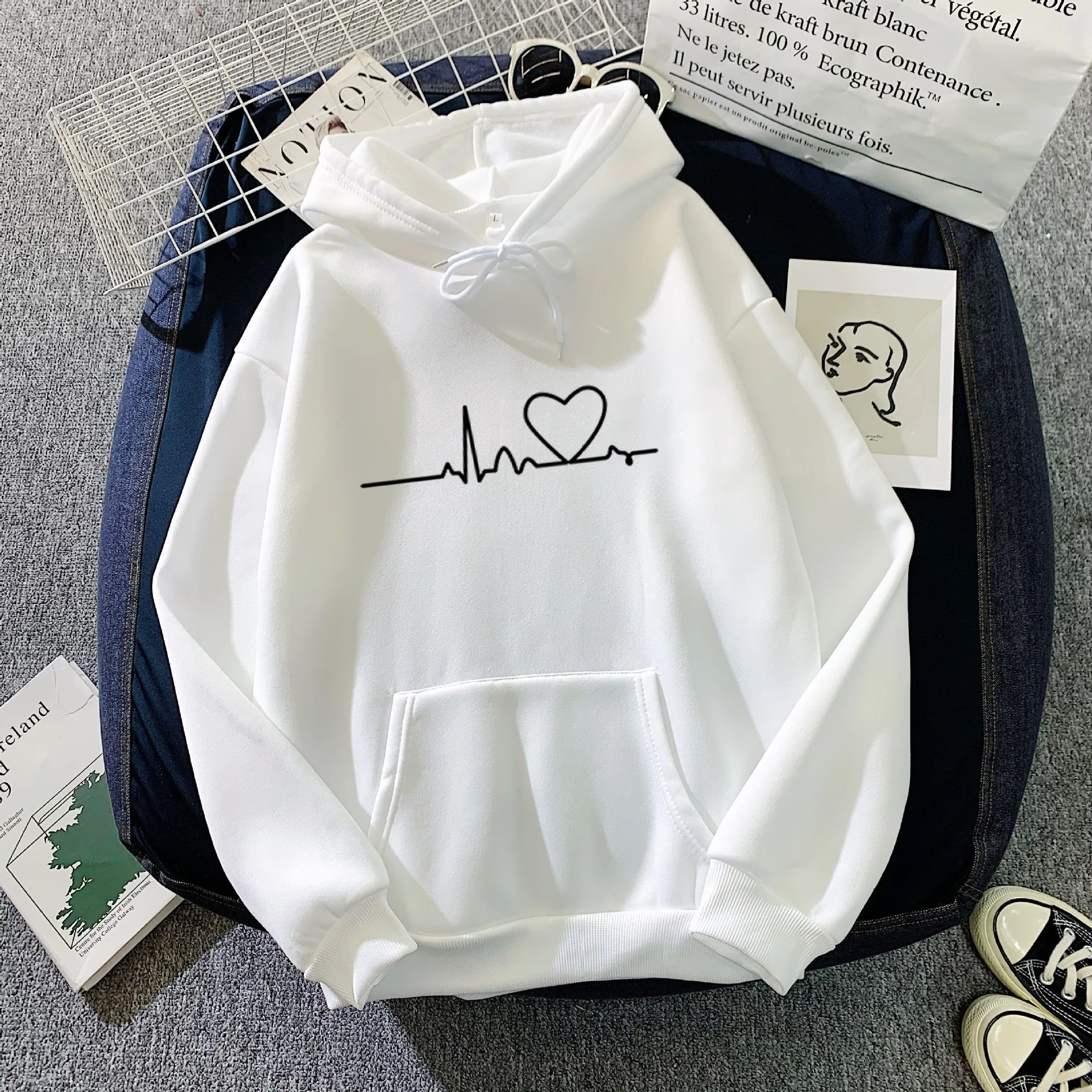 Winter Autumn Women Mens Fashion Hooded Hoodies ECG Printed Sweaters Plus Size Sweatshirts Sports Pullover Tops