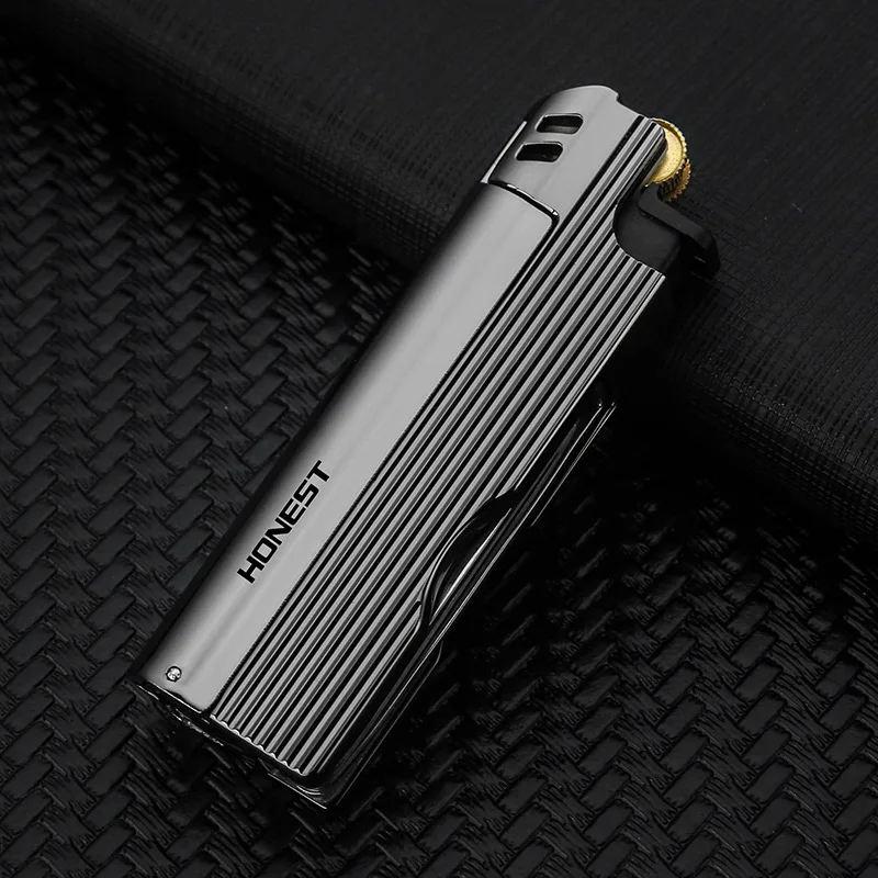 HONEST Multifunctional Metal Turbo Slant Fire Butane Gas Lighter