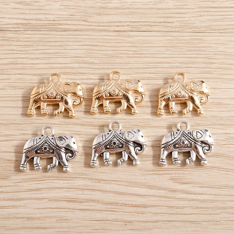 10 Stück 19 x 16 mm niedliche Tier-Elefant-Anhänger aus Legierung für die Herstellung von Ohrringen, Halsketten, DIY, handgefertigtes Kunsthandwerk, Schmuckzubehör