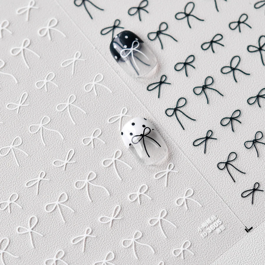 

Черный, белый галстук-бабочка, мини-галстук-бабочка, лазерная 3D самоклеящаяся декоративная наклейка для ногтей, наклейки для маникюра