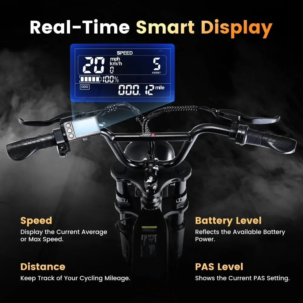 Electric Bike for Adults 750W Motor, 20" Fat Tire Commuting Off Road Mountain Ebike with Hydraulic Suspension 6