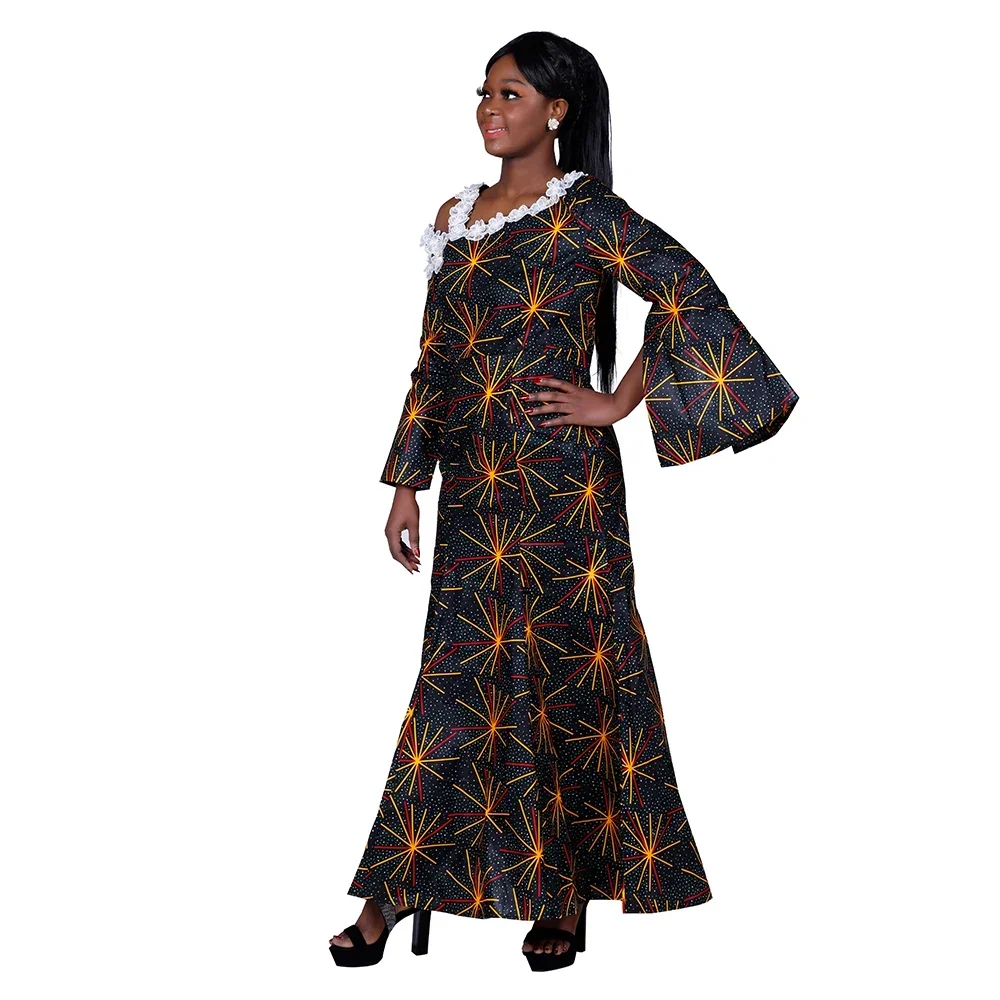 Long Sleeve African Print Women Maxi Dress Dashiki Bazin Rich African  Clothes for Women Cotton Formal Evening Gowns WY9872 - AliExpress 200000532