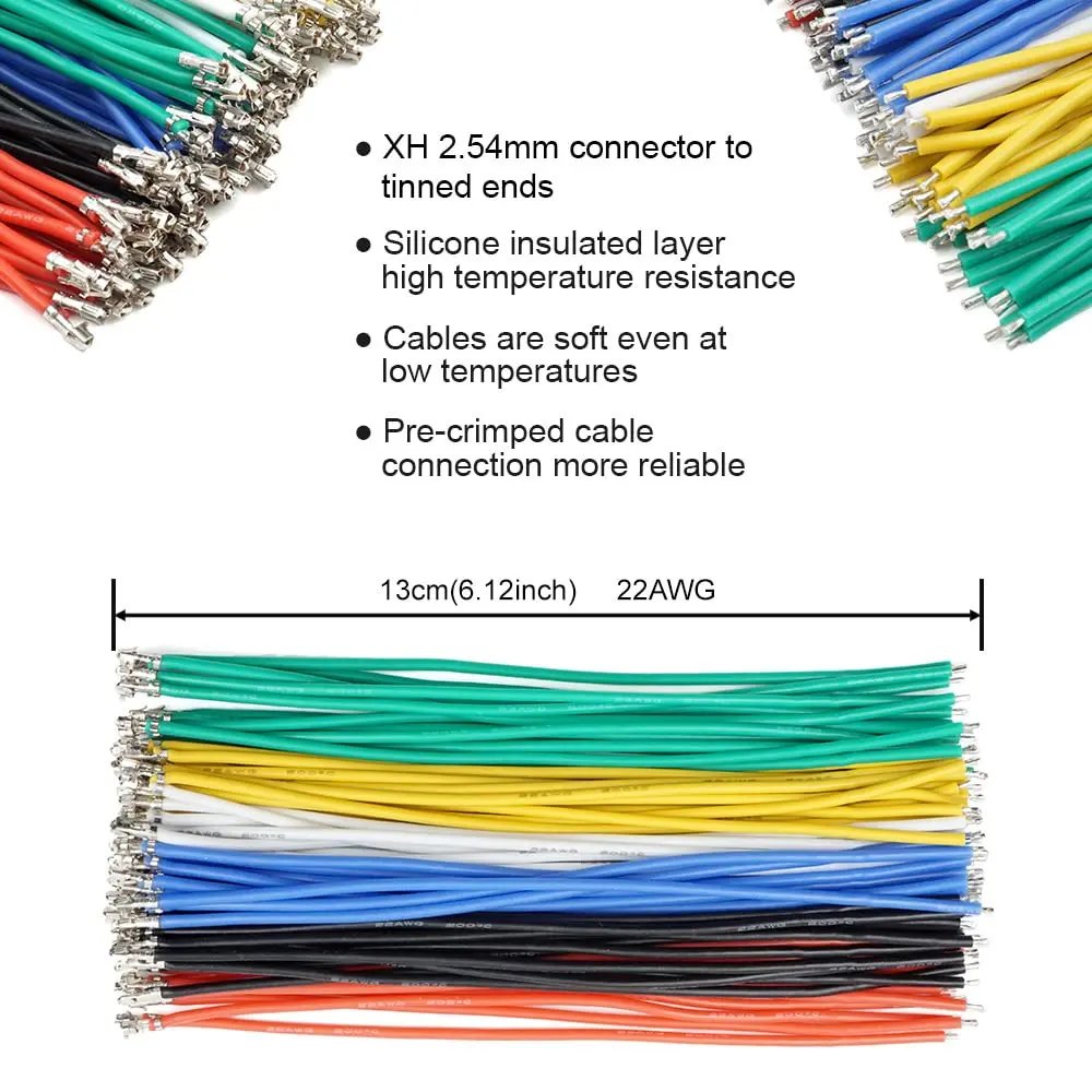 Kit Connecteurs JST-XH 2.54mm 2-7 Broches + Fils 22AWG pour Batterie Lipo