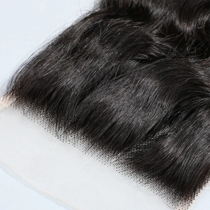 4x4 Lace Closure Straight Human Hair Transparent Swiss Lace Closure Brazilian Virgin Hair Pre-Plucked Natural Color 150% Density