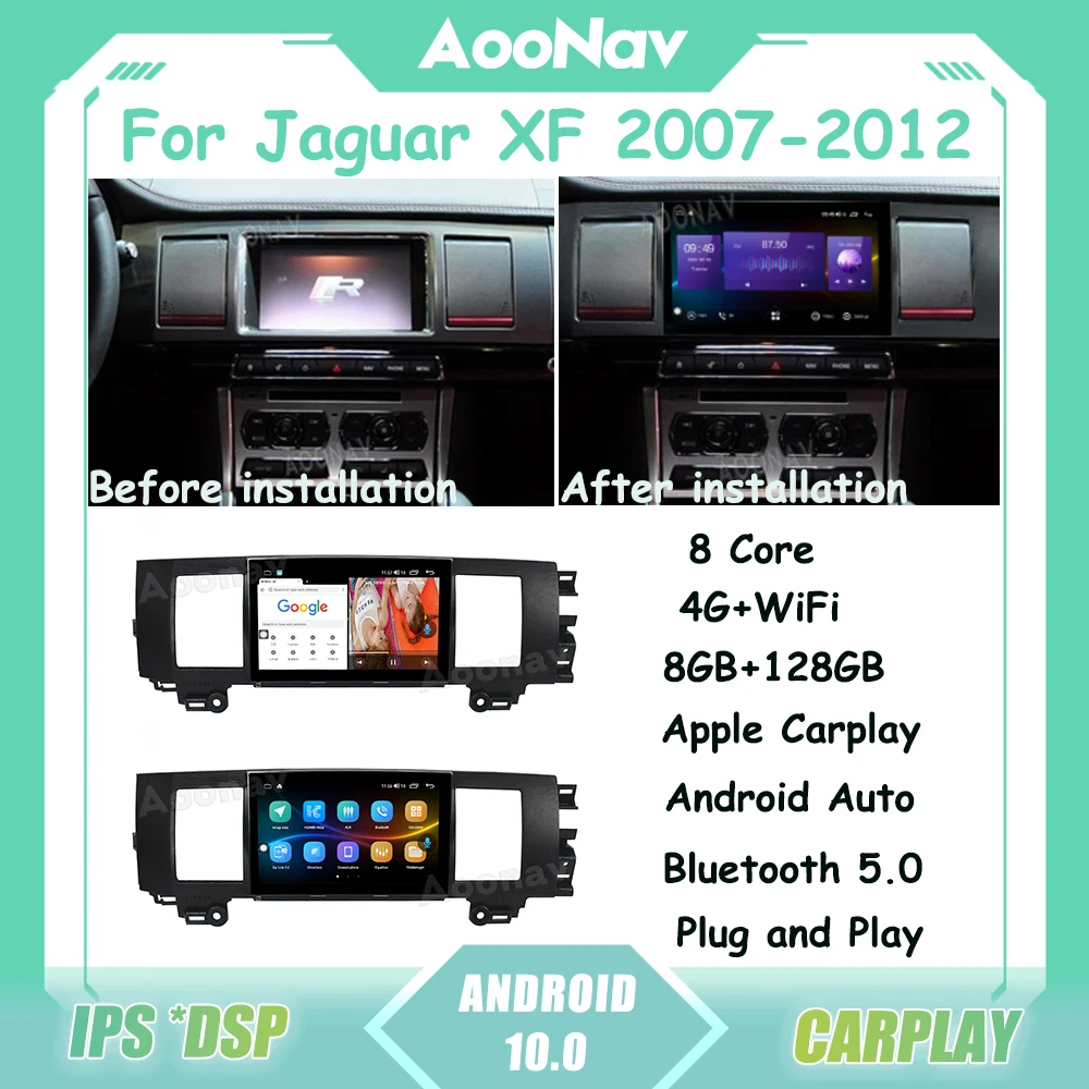 

Android Car Radio Android 10 System For Jaguar XF 2007 2008 2009 2010 2011 2012 Multimedia Player Stereo GPS Navigation Carplay