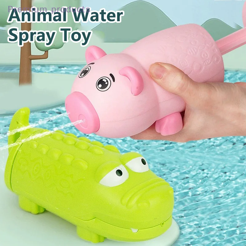Outdoor Water Spray Toy Cartoon Crocodile Shark Piglet Dinosaurs Beach Swimming Pool Play Toy 1/2 PC